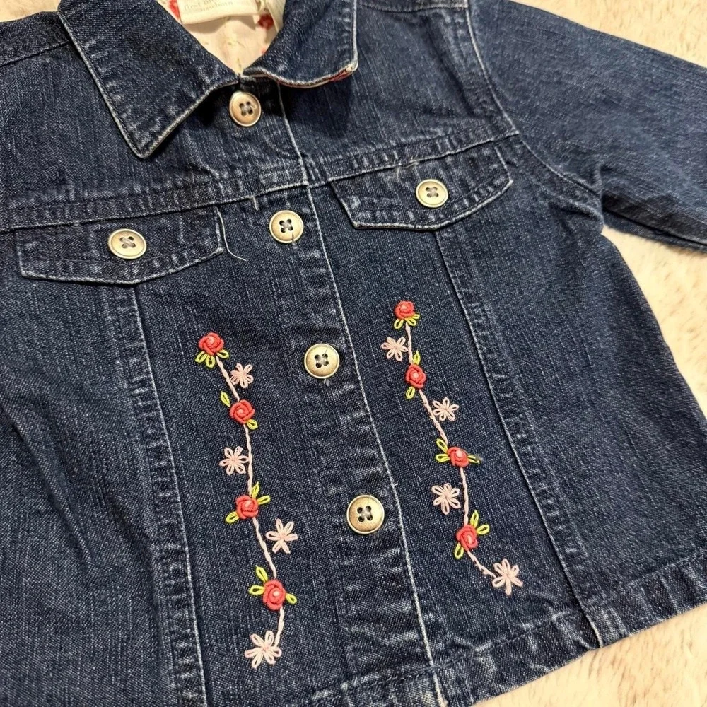 Beautifully embroidered first moments baby denim jacket size 6-9 months
